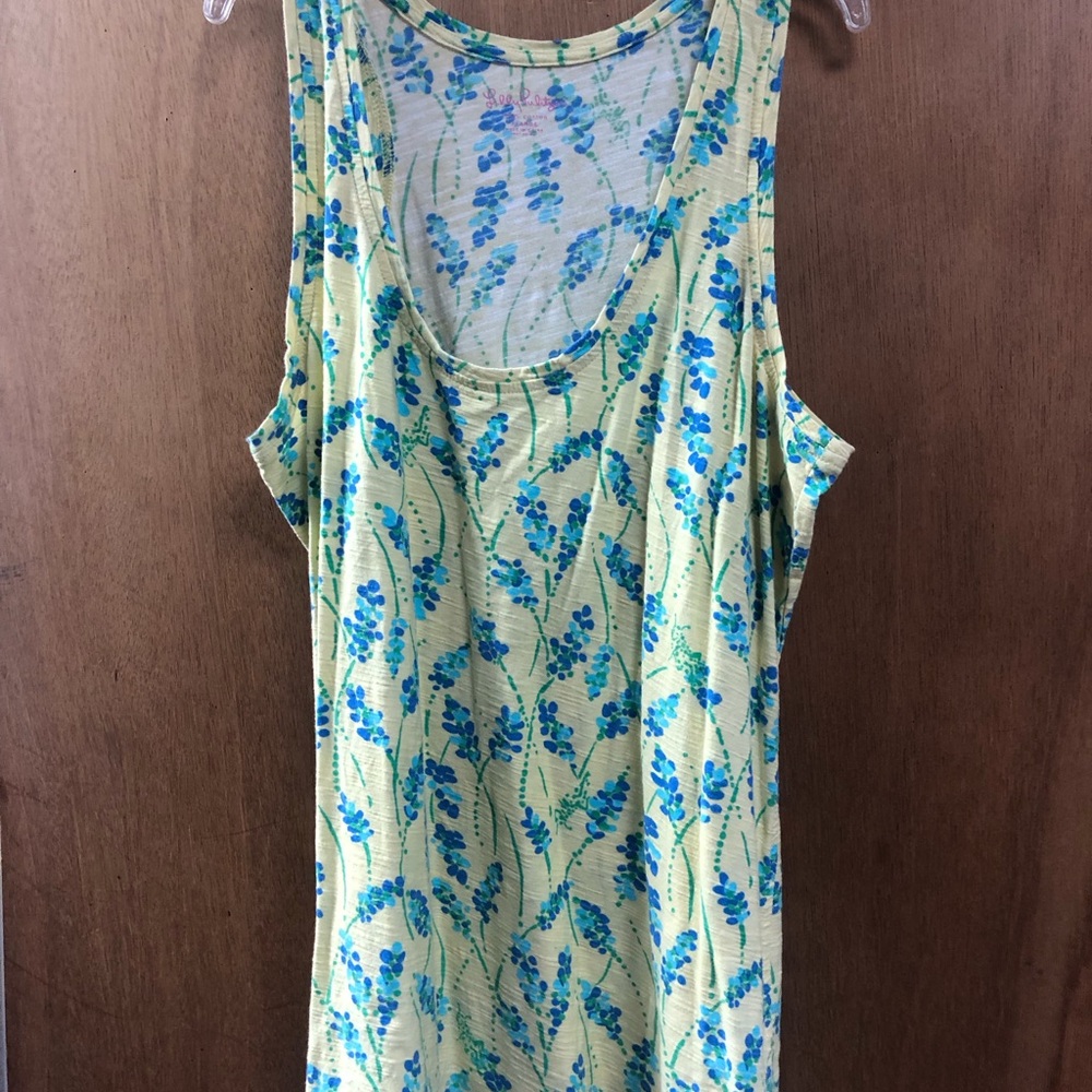 Lilly Pulitzer Yellow Tank with Blue and Green Floral Print